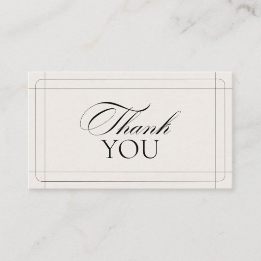 エレガントヴィンテージブラック&ホワイト結婚ズ・サンキュー エンクロージャーカード (正面)