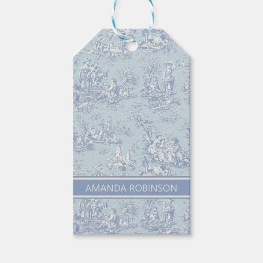 エレガントヴィンテージブルーグレートイレデジュイギフトラベル ギフトタグ (正面)