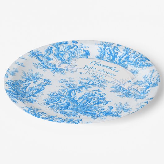 エレガントヴィンテージブルーターコイズトワルドジュイ ペーパープレート (アングル)