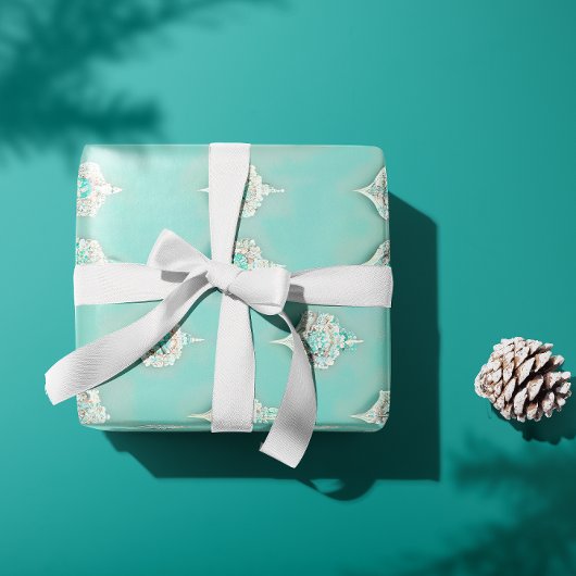 エレガントヴィンテージブルーダイヤモンドカスケード ラッピングペーパー