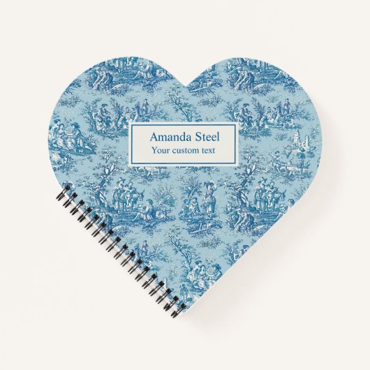 エレガントヴィンテージブルーティール（緑がかった色）トイレデジュイハート ノートブック (正面)