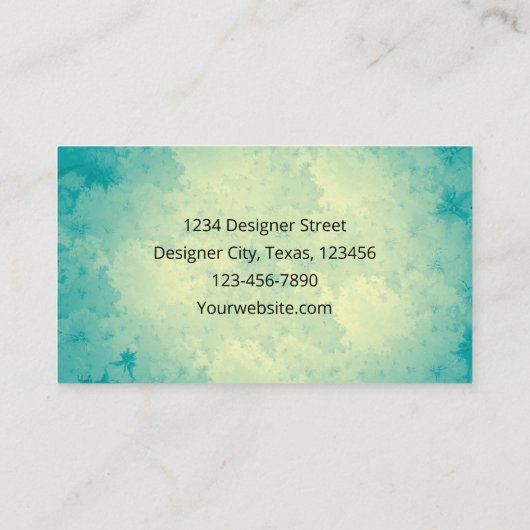 エレガントヴィンテージブルーティール(緑がかった色)ベージュ水のカラーテクスチャ 名刺 (裏面)