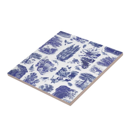 エレガントヴィンテージブルーパストラルトイレシームレス タイル (側面)