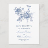 エレガントヴィンテージブルーフランスのガーデン結婚フローラ ポストカード (正面)