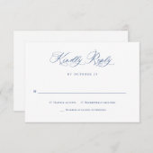 エレガントヴィンテージブルーフランスのガーデン結婚フローラ 出欠カード (正面/裏面)