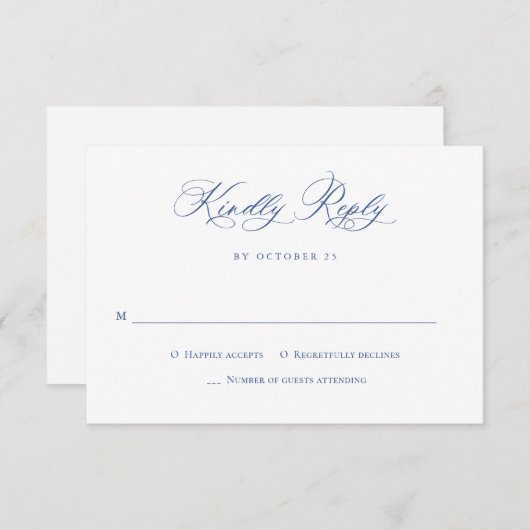 エレガントヴィンテージブルーフランスのガーデン結婚フローラ 出欠カード (正面/裏面)