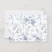 エレガントヴィンテージブルーフランスのガーデン結婚フローラ 出欠カード (裏面)