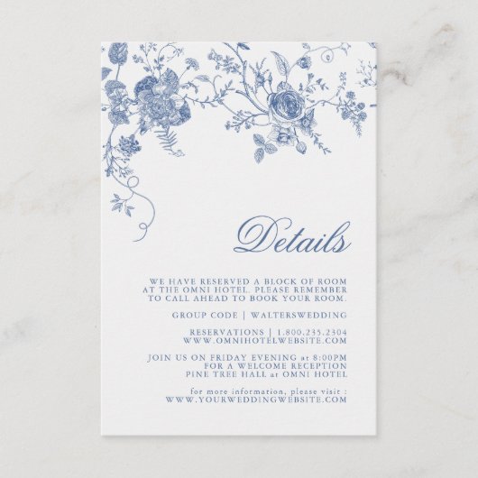 エレガントヴィンテージブルーフローラジュイ詳細カード エンクロージャーカード (正面)