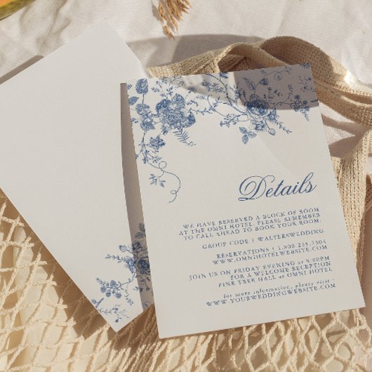 エレガントヴィンテージブルーフローラジュイ詳細カード エンクロージャーカード