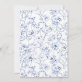 エレガントヴィンテージブルーフローラフォトベビー誕生 案内状 (裏面)