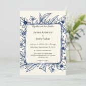 エレガントヴィンテージブルーフローラ結婚式招待状 招待状 (スタンド正面)