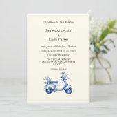 エレガントヴィンテージブルーフローラ結婚式招待状 招待状 (スタンド正面)