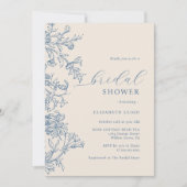 エレガントヴィンテージブルーベージュブライダルシャワー 招待状 (正面)