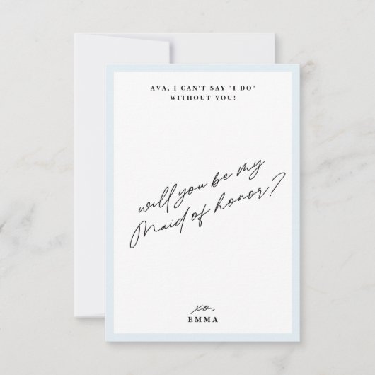 エレガントヴィンテージブルーメイド・オブ・オーナー（花嫁付き添い人）提案カード 招待状 (正面)