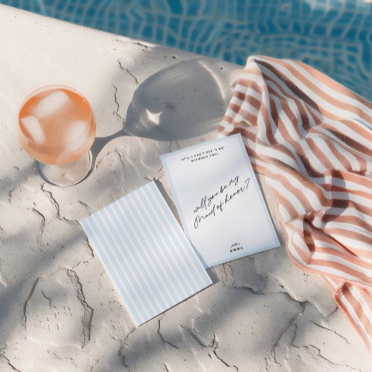 エレガントヴィンテージブルーメイド・オブ・オーナー（花嫁付き添い人）提案カード 招待状