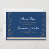 エレガントヴィンテージブルー図書表紙結婚の サンキューカード (正面)