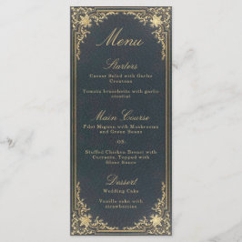 エレガントヴィンテージブルー金ゴールド書道結婚の メニュー