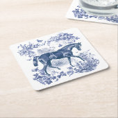 エレガントヴィンテージブ素朴ルーホースフローラトイル スクエアペーパーコースター (アングル)