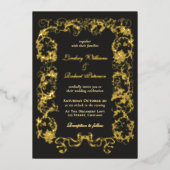 エレガントヴィンテージブ華美ラック金ゴールド 箔招待状 (正面)