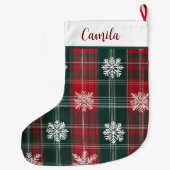 エレガントヴィンテージプクラシックライド雪片 ラージクリスマスストッキング (裏面)