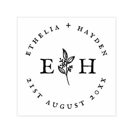 エレガントヴィンテージプラント&モノグラム屋外結婚設備 セルフインキングスタンプ (デザイン)