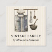エレガントヴィンテージベーカリーベーキングツールイラスト スクエア名刺 (正面)
