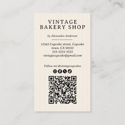 エレガントヴィンテージベーカリー店 名刺 (裏面)