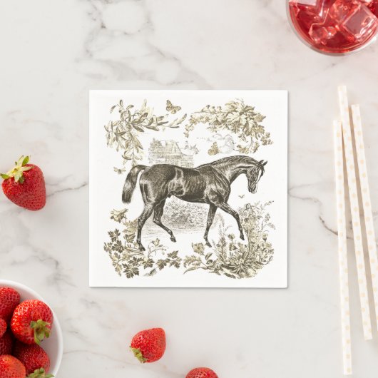 エレガントヴィンテージベ素朴イージュホースフローラトワール スタンダードカクテルナプキン (インサイチュ)