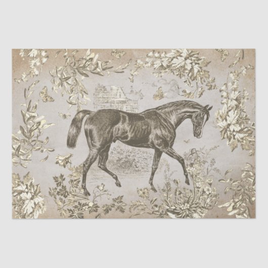 エレガントヴィンテージベ素朴イージュホースフローラトワール 薄葉紙 (正面)