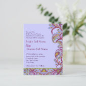 エレガントヴィンテージペイズリー結婚式招待状 インビテーションポストカード (スタンド正面)