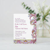 エレガントヴィンテージペイズリー結婚式招待状 インビテーションポストカード (スタンド正面)