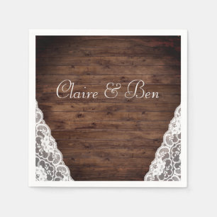 エレガントヴィンテージホワ素朴イ結婚レース スタンダードカクテルナプキン