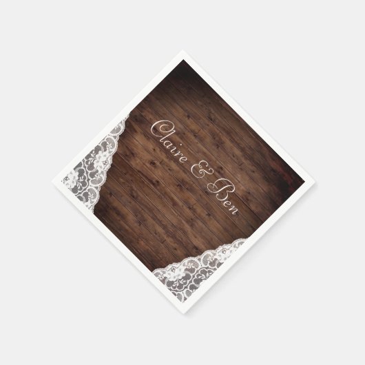 エレガントヴィンテージホワ素朴イ結婚レース スタンダードカクテルナプキン (角)