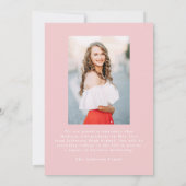 エレガントヴィンテージボウピンク写真卒業 案内状 (裏面)