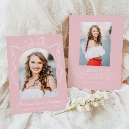 エレガントヴィンテージボウピンク写真卒業 案内状