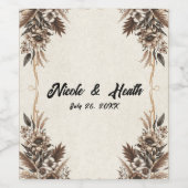 エレガントヴィンテージボヘミアン結婚フローラ ワインラベル (シングルラベル)