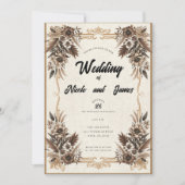 エレガントヴィンテージボヘミアン結婚フローラ 招待状 (正面)