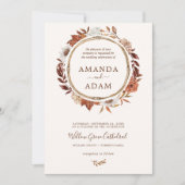 エレガントヴィンテージボホ秋の水の色結婚の 招待状 (正面)