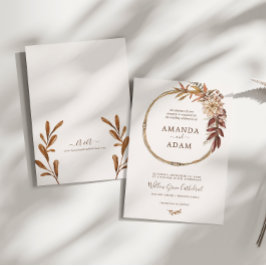 エレガントヴィンテージボホ秋の水の色結婚の 招待状