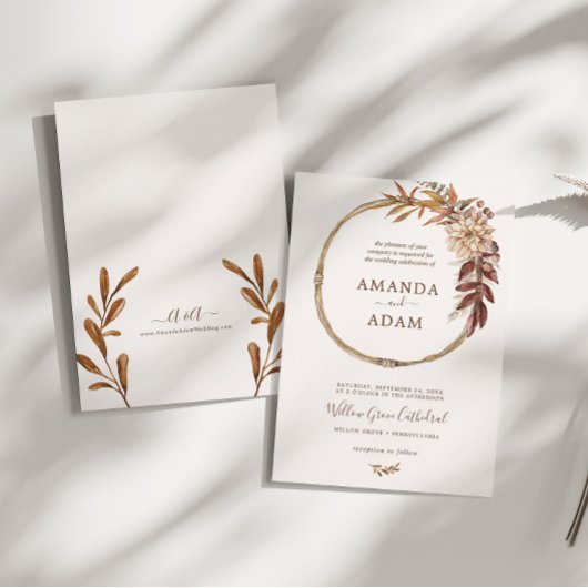 エレガントヴィンテージボホ秋の水の色結婚の 招待状