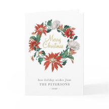 エレガントヴィンテージポインセチア花リースカード