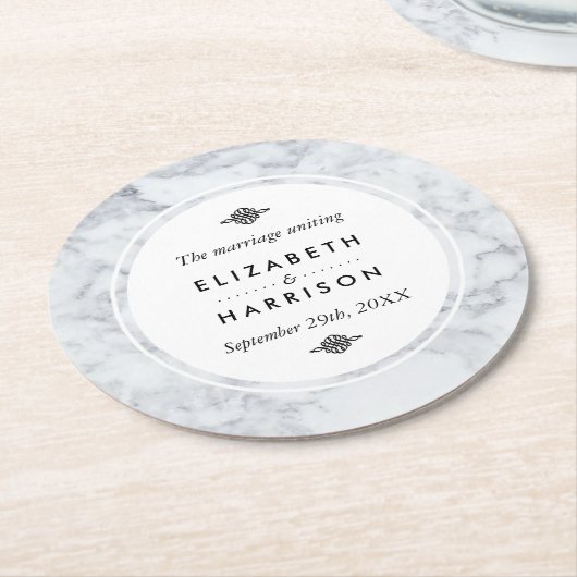 エレガントヴィンテージマ結婚ーブル ラウンドペーパーコースター (アングル)