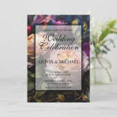 エレガントヴィンテージムーディピンマゼンタフローラ結婚 招待状 (スタンド正面)