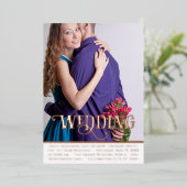 エレガントヴィンテージモダンバラ金ゴールド結婚写真Foi 箔招待状 (立ち正面)