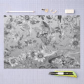 エレガントヴィンテージモダンパッションフラワーシルバーグレー 薄葉紙 (クラフト)