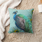 エレガントヴィンテージモダンピーコックフェザーズアクアブルー クッション (ブランケット)