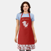 エレガントヴィンテージモダンレッドホワイトトイレディアー エプロン (着用した状態)
