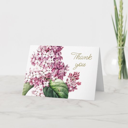 エレガントヴィンテージモダン植物学薄紫 サンキューカード (正面)