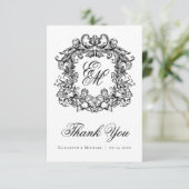 エレガントヴィンテージモノグラム結婚クレスト サンキューカード (スタンド正面)