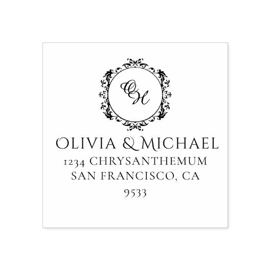 エレガントヴィンテージモノグラ結婚ム差出人住所 ラバースタンプ (インプリント)